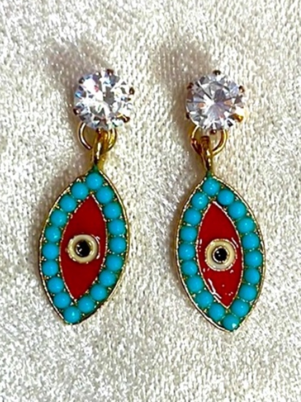 Evil eye drop earrings